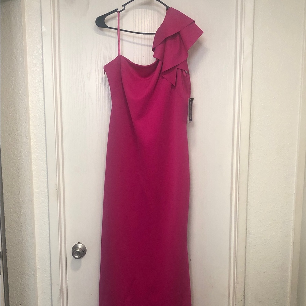 Jessica Howard Fuchsia One-Shoulder Dress